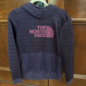 The North Face Purple Quilted Hoodie with Light Purple Logo